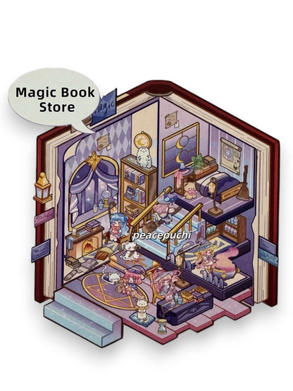 Magic Book Store Market Animal 3D DIY Scene Sticker Set I Creative Stickers | DIY Manual Miniature Scene Decoration | 3D Three-Dimensional Landscaping